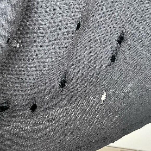 IRO Clay Black Distressed Tshirt Sz XL Linen Holes - Picture 10 of 12